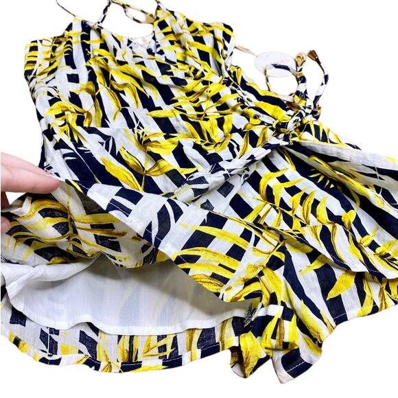 Luxxel Romper Leaf Print Yellow Black White Stripe Women's Size Small - Picture 7 of 12